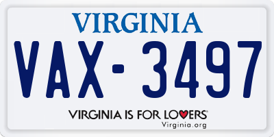 VA license plate VAX3497
