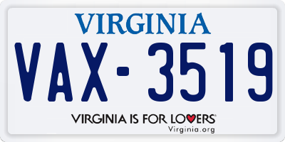 VA license plate VAX3519