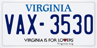 VA license plate VAX3530
