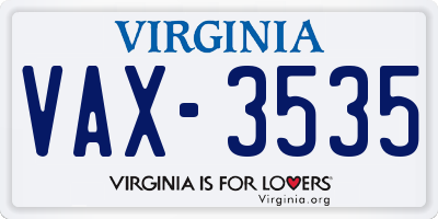 VA license plate VAX3535