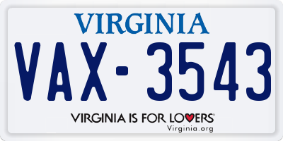 VA license plate VAX3543