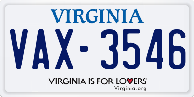 VA license plate VAX3546