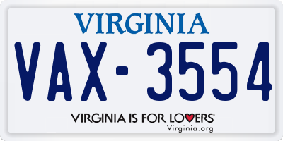 VA license plate VAX3554