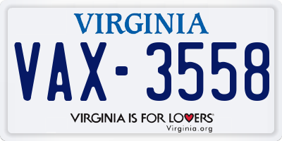 VA license plate VAX3558