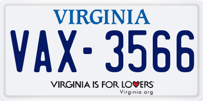 VA license plate VAX3566