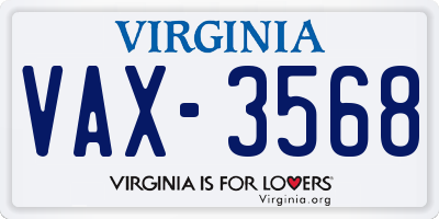 VA license plate VAX3568