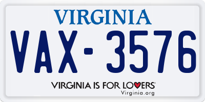 VA license plate VAX3576