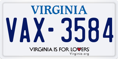 VA license plate VAX3584