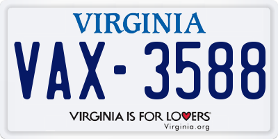 VA license plate VAX3588