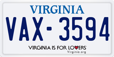 VA license plate VAX3594