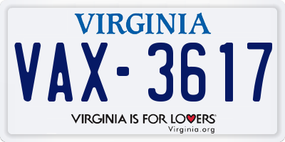 VA license plate VAX3617