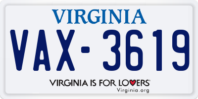 VA license plate VAX3619