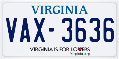 VA license plate VAX3636