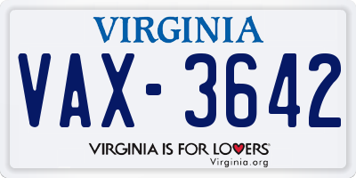 VA license plate VAX3642