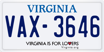 VA license plate VAX3646