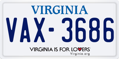 VA license plate VAX3686