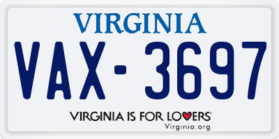 VA license plate VAX3697