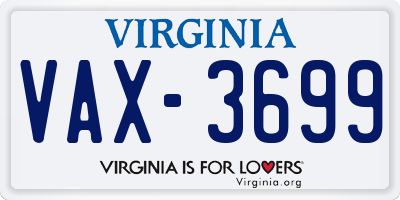 VA license plate VAX3699