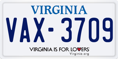 VA license plate VAX3709