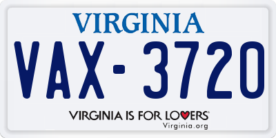 VA license plate VAX3720