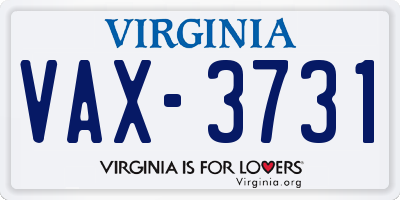 VA license plate VAX3731