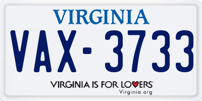 VA license plate VAX3733