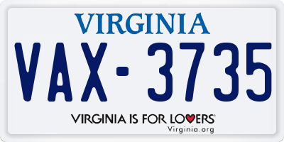 VA license plate VAX3735