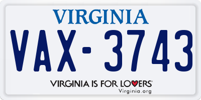 VA license plate VAX3743