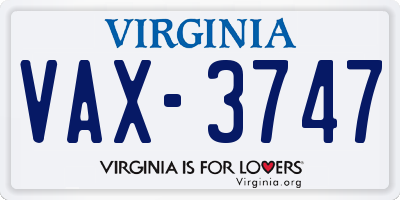 VA license plate VAX3747