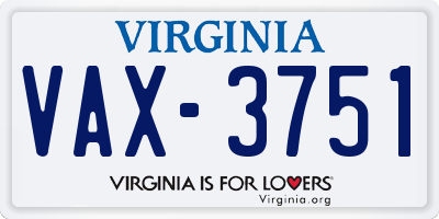 VA license plate VAX3751