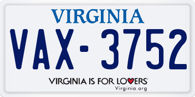 VA license plate VAX3752