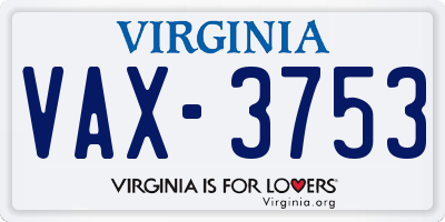 VA license plate VAX3753