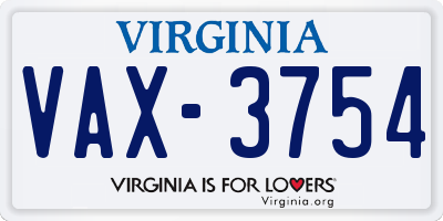 VA license plate VAX3754