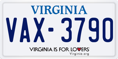 VA license plate VAX3790