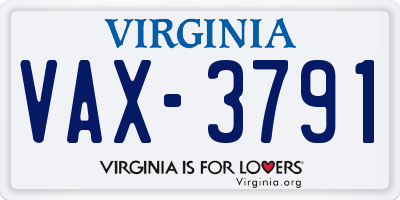 VA license plate VAX3791