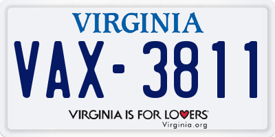 VA license plate VAX3811