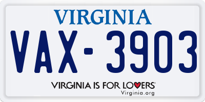 VA license plate VAX3903