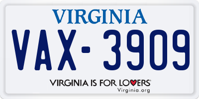 VA license plate VAX3909