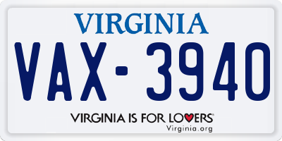 VA license plate VAX3940