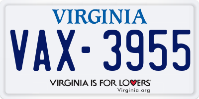 VA license plate VAX3955