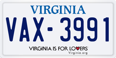 VA license plate VAX3991