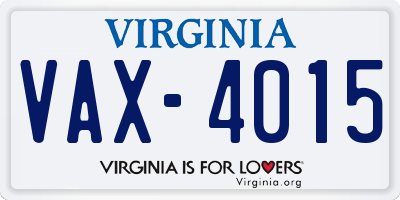 VA license plate VAX4015