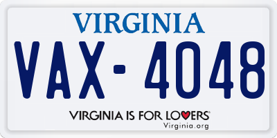 VA license plate VAX4048