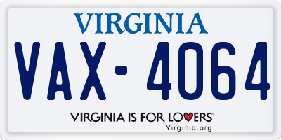 VA license plate VAX4064