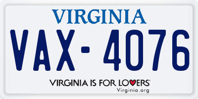VA license plate VAX4076