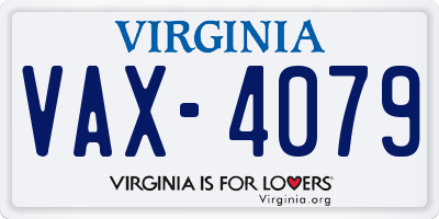 VA license plate VAX4079