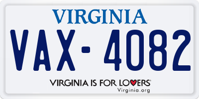 VA license plate VAX4082