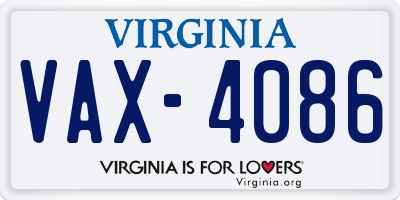 VA license plate VAX4086