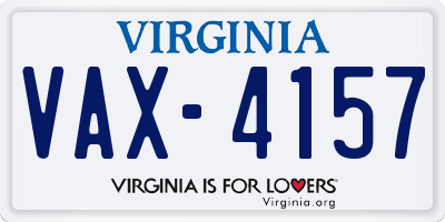 VA license plate VAX4157