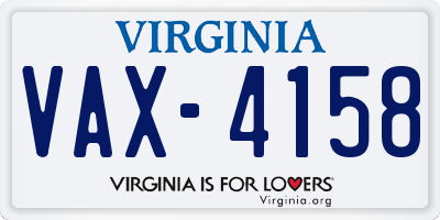 VA license plate VAX4158